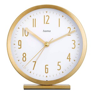 hama Wecker Skye weiß gold Kunststoff 12,0 cm, Ø 11,2 cm