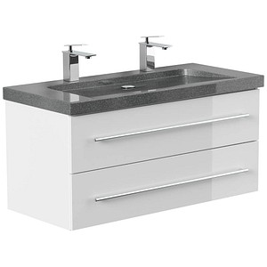 POSSEIK Waschbecken mit Unterschrank YAMO 100 weiß glanz 100,0 x 45,0 x 50,0 cm