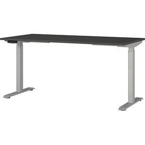 GERMANIA JET höhenverstellbarer Schreibtisch grafit rechteckig, T-Fuß-Gestell silber 160,0 x 80,0 cm