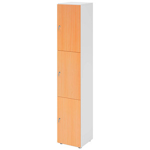 HAMMERBACHER Schließfachschrank weiß, buche V264L3/W/6/DS, 3 Schließfächer 40,0 x 42,0 x 215,6 cm