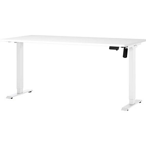 GERMANIA Boras höhenverstellbarer Schreibtisch weiß rechteckig, T-Fuß-Gestell weiß 180,0 x 80,0 cm