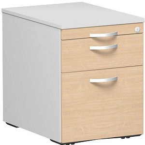 geramöbel Flex Rollcontainer lichtgrau, ahorn 3 Auszüge 43,0 x 60,0 x 56,5 cm