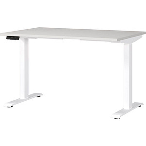 GERMANIA JET höhenverstellbarer Schreibtisch lichtgrau rechteckig, T-Fuß-Gestell weiß 120,0 x 80,0 cm