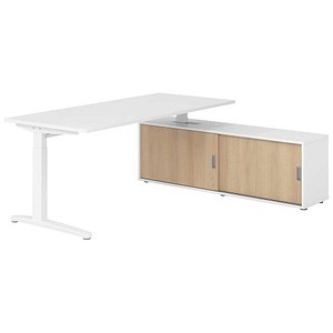 HAMMERBACHER XBE19SB höhenverstellbarer Schreibtisch weiß rechteckig, C-Fuß-Gestell weiß 180,0 x 80,0 cm
