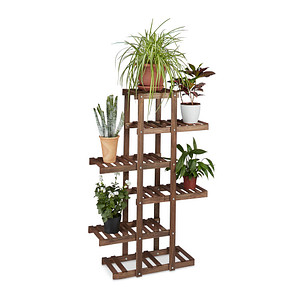 relaxdays Blumenregal Holz dunkelbraun rechteckig 81,0 x 25,0 x 125,0 cm, 1 St.