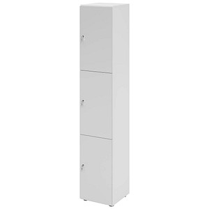 HAMMERBACHER Schließfachschrank weiß, lichtgrau V264L3/W/5/DS, 3 Schließfächer 40,0 x 42,0 x 215,6 cm
