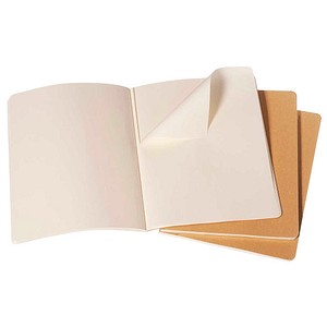MOLESKINE Notizbuch Cahier ca. DIN A6 blanko, braun Softcover 80 Seiten, 3 St.