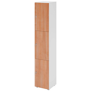 HAMMERBACHER Schließfachschrank weiß, nussbaum V264L3/W/N/DS, 3 Schließfächer 40,0 x 42,0 x 215,6 cm