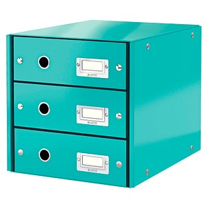 LEITZ Schubladenbox Click & Store  eisblau 60480051, DIN A4 mit 3 Schubladen