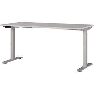 GERMANIA JET höhenverstellbarer Schreibtisch kaschmir rechteckig, T-Fuß-Gestell silber 160,0 x 80,0 cm