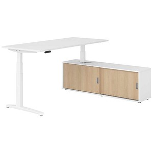 HAMMERBACHER XBHM19SB elektrisch höhenverstellbarer Schreibtisch weiß rechteckig, C-Fuß-Gestell weiß 180,0 x 80,0 cm