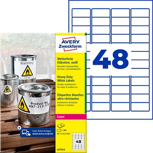 AVERY Zweckform wetterfeste Folienetiketten L4778-8 weiß 45,7 x 21,2 mm, 8 Blatt
