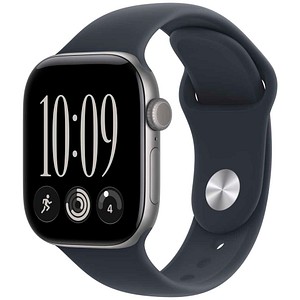 Apple Watch 12 42 mm Aluminium Space Grau (GPS) Sportarmband S/M  blau