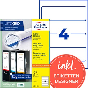 AVERY Zweckform Ordneretiketten L6061-100 weiß, 100 Blatt