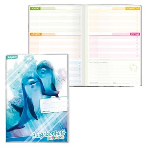 Häfft® Verlag Hausaufgabenheft Farbenfroh Delfine liniert DIN A5 ohne Rand, 96 Blatt, 1 St.
