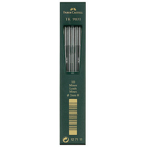 FABER-CASTELL TK 9071 Fallminen-Bleistiftminen schwarz H 2,0 mm, 10 St.