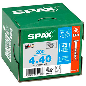 SPAX® Universalschrauben T20 Senkkopf Edelstahl A2 40mm  x 4 mm, 200 St.