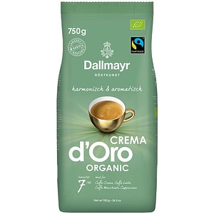 Dallmayr Crema d'Oro Organic Bio-Kaffeebohnen, Arabicabohnen 750,0 g