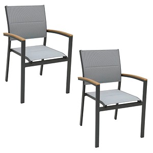 Garden Pleasure Gartenstühle mit Armlehnen SILEA natur, Metall, 2 St.