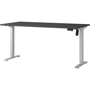 GERMANIA Boras höhenverstellbarer Schreibtisch grafit rechteckig, T-Fuß-Gestell silber 180,0 x 80,0 cm