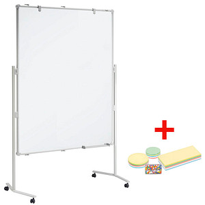 AKTION: MAUL mobiles Whiteboard MAULpro 120,0 x 150,0 cm blau#!#weiß Textil/Whiteboard + GRATIS Moderations-Starter-Set, bestehend aus je 120 Moderationskarten Ø 9,5 cm, Ø 13,5 cm, 9,5 x 20,0 cm, 200 Signal-Nadeln
