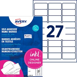 AVERY Zweckform Namensetiketten L4784-20 weiß 63,5 x 29,6 mm, 20 Blatt