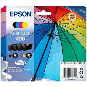 EPSON Multipack 406 Umbrella DURABrite schwarz, cyan, magenta, gelb Druckerpatrone, 4er-Set