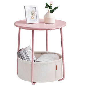 VASAGLE Beistelltisch rund Spanplatte rosa 45,0 x 45,0 x 50,0 cm, 1 St.