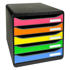Exacompta Schubladenbox BIG-BOX PLUS  rot, orange, gelb, grün, violett 309798D, DIN A4 mit 5 Schubladen, 1 St.