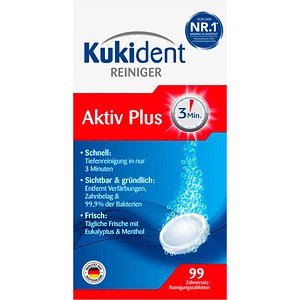 Kukident Aktiv Plus Gebissreiniger-Tabs 99 Stück