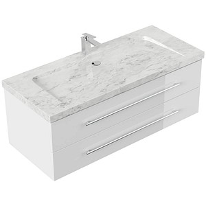 POSSEIK Waschbecken mit Unterschrank WHITE YAMO 130 weiß glanz 130,0 x 55,0 x 50,0 cm