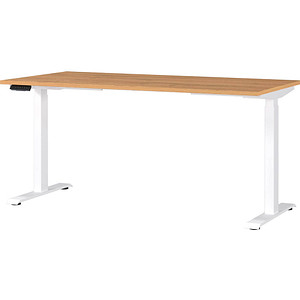 GERMANIA JET höhenverstellbarer Schreibtisch grandson-eiche rechteckig, T-Fuß-Gestell weiß 160,0 x 80,0 cm