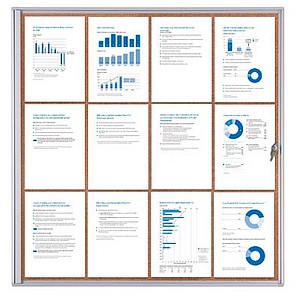 Showdown® Displays Schaukasten Economy XS Kork silber 12x DIN A4 93,1 x 2,6 x 96,3 cm, 1 St.