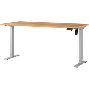 GERMANIA Boras höhenverstellbarer Schreibtisch navarra-eiche rechteckig, T-Fuß-Gestell silber 180,0 x 80,0 cm