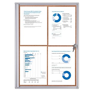 Showdown® Displays Schaukasten Economy XS Kork silber 4x DIN A4 49,1 x 2,6 x 65,5 cm, 1 St.