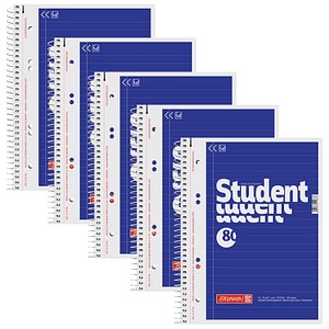 BRUNNEN Collegeblöcke Student Kleinformat liniert DIN A5 Innenrand, 5 Blöcke