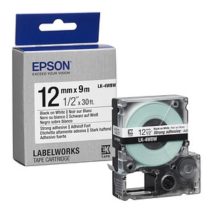 EPSON Schriftband LK LK-4WBW C53S654016, 12 mm schwarz auf weiß