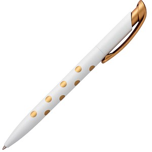 herlitz Kugelschreiber Pure Glam weiß mit goldenen Punkten, Schreibfarbe: blau, 1 St.