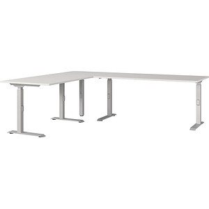 GERMANIA Agenda Office Schreibtisch lichtgrau L-Form, C-Fuß-Gestell silber 200,0 x 240,0 cm