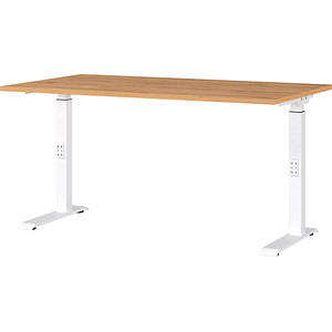 GERMANIA DOWNEY höhenverstellbarer Schreibtisch grandson-eiche rechteckig, C-Fuß-Gestell weiß 140,0 x 80,0 cm