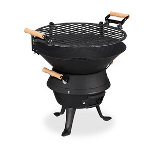 relaxdays Holzkohlegrill Grillfass 45,0 x 36,0 x 40,0 cm, 1 St.