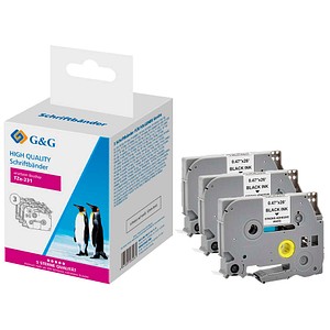 G&G Schriftbänder ersetzen brother TZe-231 14978 14978 ersetzt brother TZe-231 , 12 mm, schwarz auf weiß, 3 St.
