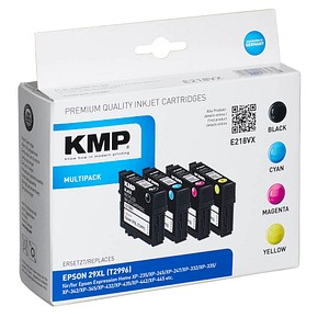 4 KMP E218VX schwarz, cyan, magenta, gelb Tintenpatronen ersetzen EPSON T2996XL 4 KMP E218VX schwarz, cyan, magenta, gelb Tintenpatronen ersetzen EPSON T2996XL