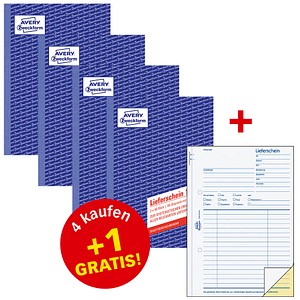 4 + 1 GRATIS: 4 AVERY Zweckform Lieferschein Formularbücher 1720 + GRATIS 1 St.