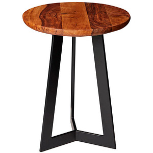WOHNLING Beistelltisch rund Massivholz sheesham 35,0 x 35,0 x 45,0 cm, 1 St.