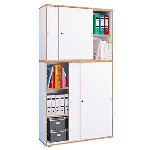 VCM my office Schiebetürenschrank Salia, 920807 honig-eiche, weiß 4 Fachböden 100,0 x 37,4 x 182,7 cm