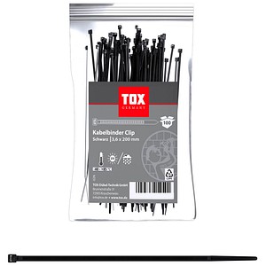 TOX Kabelbinder Clip schwarz 200,0 mm x 3,6 mm, 100 St.