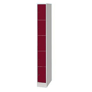 CP Schließfachschrank S 2000 Classic lichtgrau, rubinrot 80700-10 S10014, 5 Schließfächer 24,0 x 48,0 x 195,0 cm
