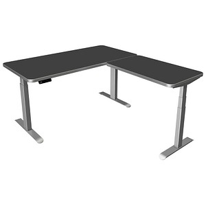 Kerkmann Move 3 Premium elektrisch höhenverstellbarer Schreibtisch anthrazit L-Form, T-Fuß-Gestell silber 160,0 x 180,0 cm