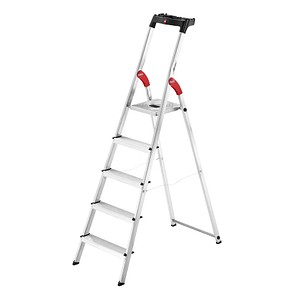 Hailo Stehleiter einseitig L60 StandardLine silber 5 Stufen, H: 184,0 cm